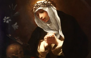 Detail from St. Catherine of Siena from the circle of Baldassare Francheschini (17th century). Credit: Baldassare Franceschini, Public domain, via Wikimedia Commons